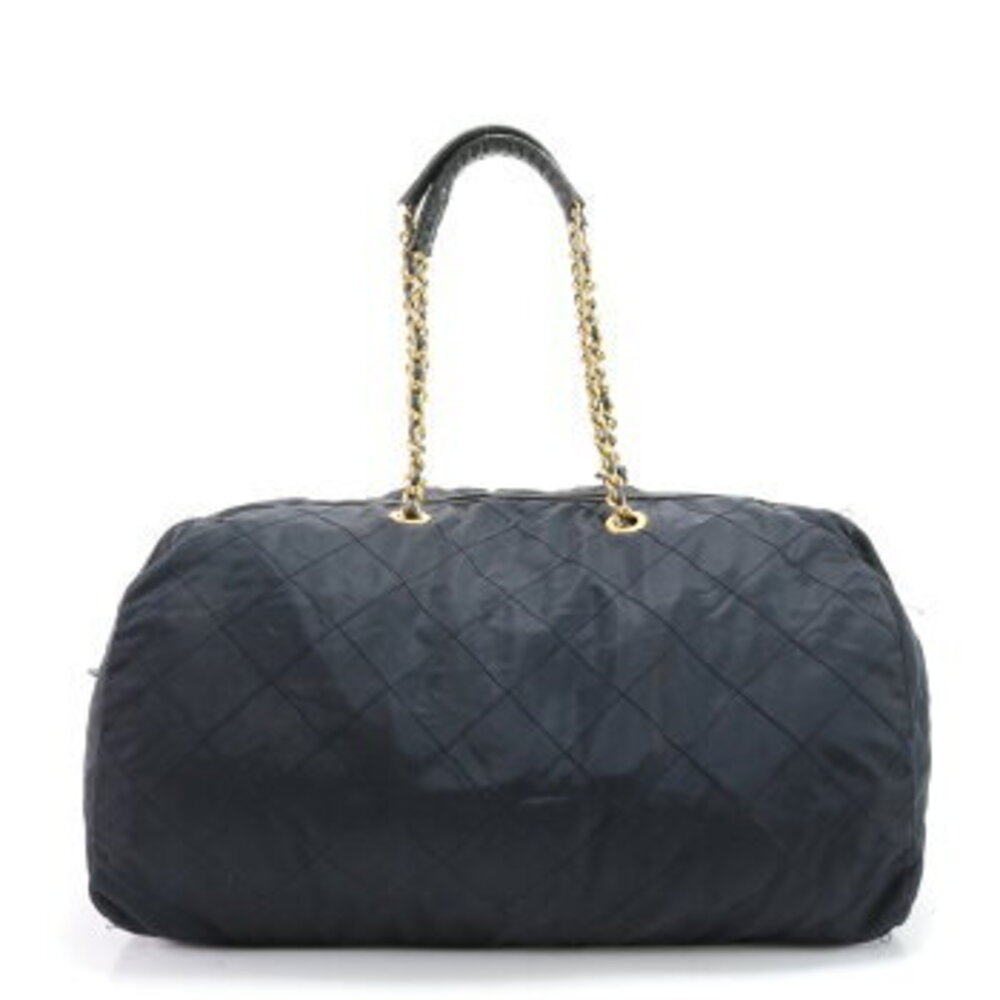 Prada Tessuto Quilted Boston Bag Chain Triangle Logo Leather Trips Travel EHM - Picture 5 of 14